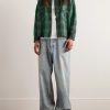 Distressed Checked Cotton-Flannel Shirt - OU Distressed Checked Cotton-Flannel Shirt - OU
