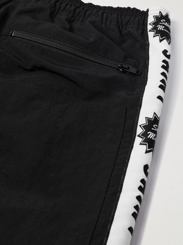 Tapered Logo-Embroidered Striped Nylon-Twill Track Pants - CU Tapered Logo-Embroidered Striped Nylon-Twill Track Pants - CU