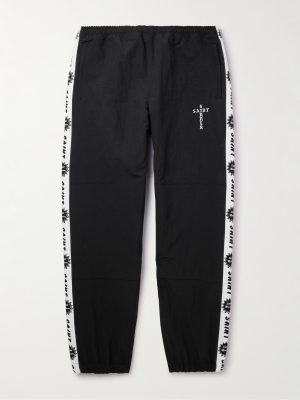 Tapered Logo-Embroidered Striped Nylon-Twill Track Pants Tapered Logo-Embroidered Striped Nylon-Twill Track Pants