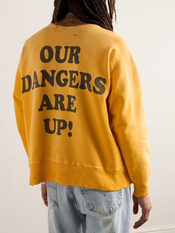 Distressed Printed Cotton-Jersey Sweatshirt - BK Distressed Printed Cotton-Jersey Sweatshirt - BK