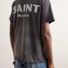 + Evangelion Distressed Printed Cotton-Jersey T-Shirt - BK + Evangelion Distressed Printed Cotton-Jersey T-Shirt - BK