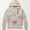 + Born X Raised Distressed Crystal-Embellished Printed Cotton-Jersey Hoodie