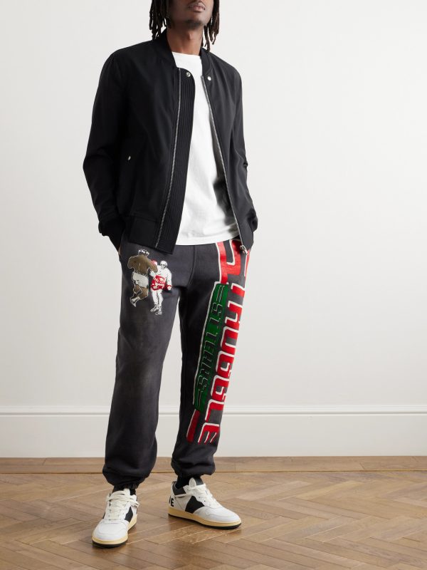 + Denim Tears Tapered Distressed Printed Cotton-Jersey Sweatpants - OU