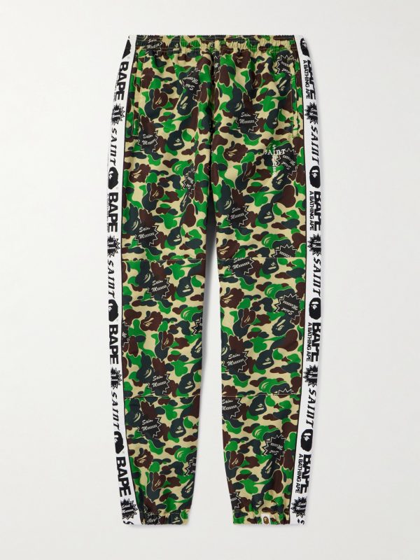 + BAPE® Straight-Leg Webbing-Trimmed Camouflage-Print Shell Trousers + BAPE® Straight-Leg Webbing-Trimmed Camouflage-Print Shell Trousers