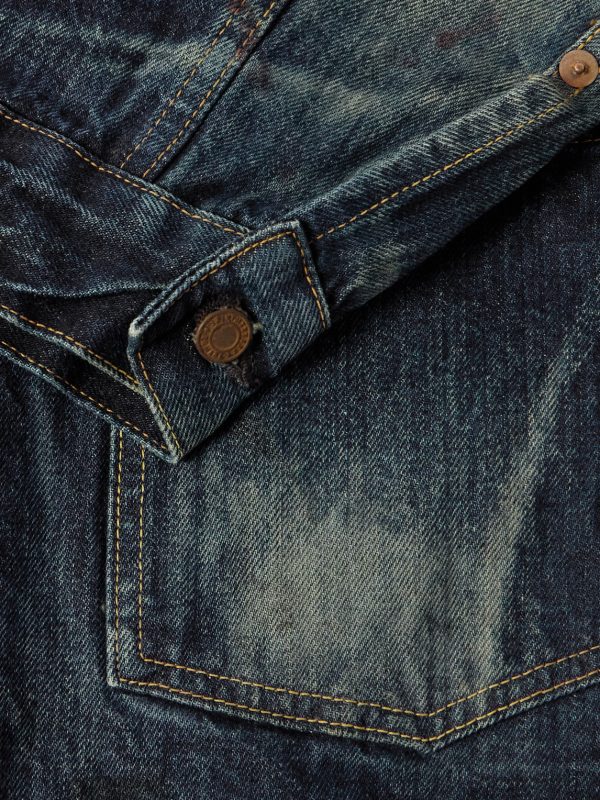 Distressed Pleated Denim Jacket - E1 Distressed Pleated Denim Jacket - E1