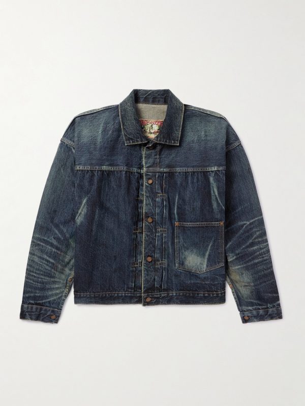 Distressed Pleated Denim Jacket Distressed Pleated Denim Jacket