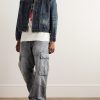 Distressed Pleated Denim Jacket - OU Distressed Pleated Denim Jacket - OU