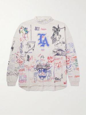 + Born X Raised Embellished Printed Cotton-Jersey Sweater + Born X Raised Embellished Printed Cotton-Jersey Sweater