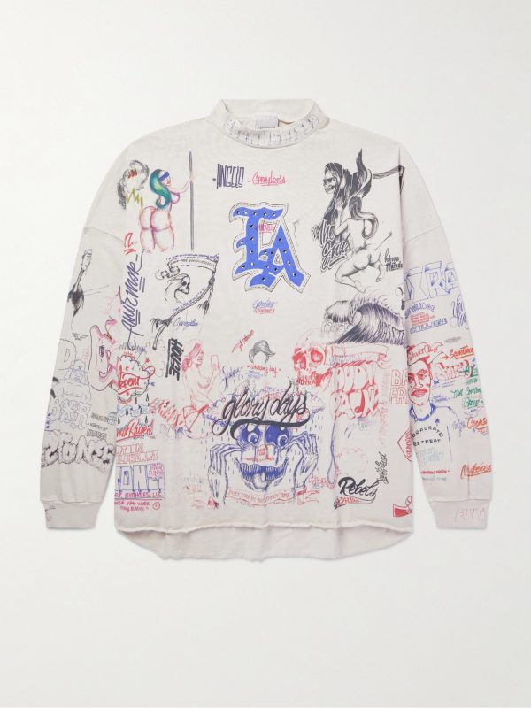 + Born X Raised Embellished Printed Cotton-Jersey Sweater