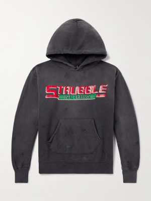 + Denim Tears Distressed Printed Cotton-Jersey Hoodie