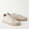 Triple Stitch™ Leather-Trimmed Suede Slip-On Sneakers - FR