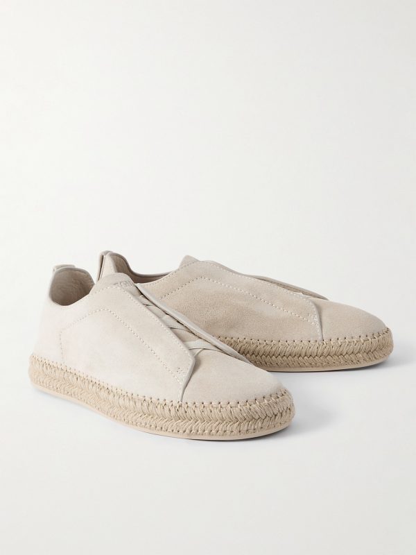 Triple Stitch™ Leather-Trimmed Suede Slip-On Sneakers - FR