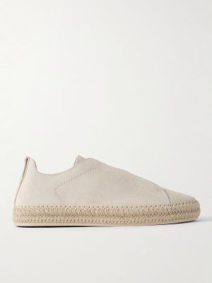Triple Stitch™ Leather-Trimmed Suede Slip-On Sneakers