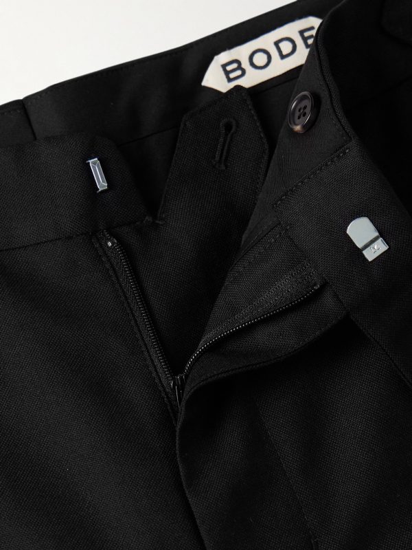 Straight-Leg Lace-Trimmed Wool Trousers - E1 Straight-Leg Lace-Trimmed Wool Trousers - E1
