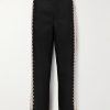 Straight-Leg Lace-Trimmed Wool Trousers Straight-Leg Lace-Trimmed Wool Trousers