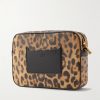 Leather-Trimmed Leopard-Print Coated-Canvas Messenger Bag - BK Leather-Trimmed Leopard-Print Coated-Canvas Messenger Bag - BK