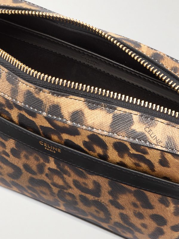 Leather-Trimmed Leopard-Print Coated-Canvas Messenger Bag - E1 Leather-Trimmed Leopard-Print Coated-Canvas Messenger Bag - E1