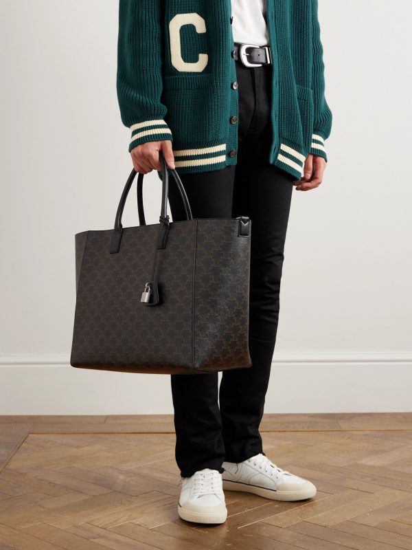 Cabas Triomphe Large Logo-Print Leather Tote Bag - OU