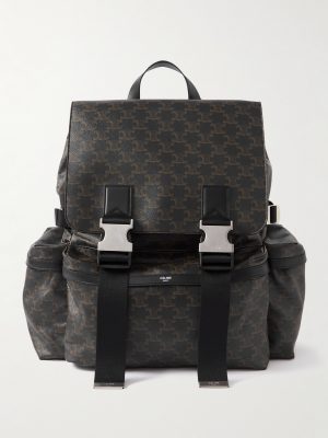 Triomphe Leather-Trimmed Logo-Print Coated-Canvas Backpack Triomphe Leather-Trimmed Logo-Print Coated-Canvas Backpack