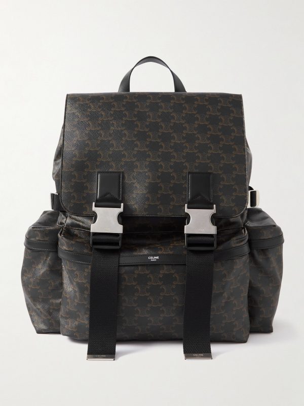 Triomphe Leather-Trimmed Logo-Print Coated-Canvas Backpack Triomphe Leather-Trimmed Logo-Print Coated-Canvas Backpack