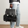 Triomphe Leather-Trimmed Logo-Print Coated-Canvas Backpack - OU Triomphe Leather-Trimmed Logo-Print Coated-Canvas Backpack - OU