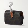 Triomphe Leather-Trimmed Logo-Print Coated-Canvas Airpods Case - BK Triomphe Leather-Trimmed Logo-Print Coated-Canvas Airpods Case - BK
