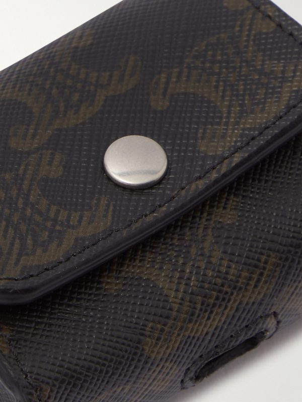 Triomphe Leather-Trimmed Logo-Print Coated-Canvas Airpods Case - CU Triomphe Leather-Trimmed Logo-Print Coated-Canvas Airpods Case - CU