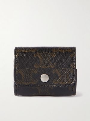 Triomphe Leather-Trimmed Logo-Print Coated-Canvas Airpods Case Triomphe Leather-Trimmed Logo-Print Coated-Canvas Airpods Case