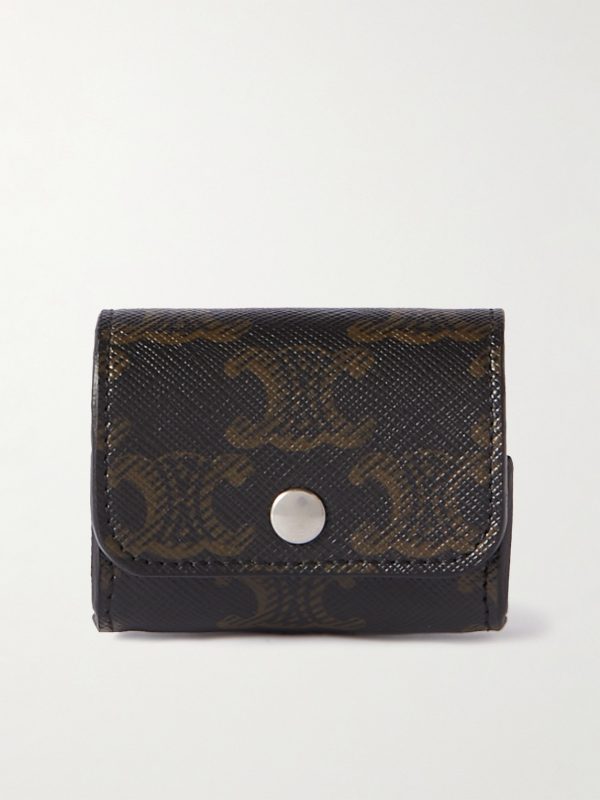 Triomphe Leather-Trimmed Logo-Print Coated-Canvas Airpods Case Triomphe Leather-Trimmed Logo-Print Coated-Canvas Airpods Case