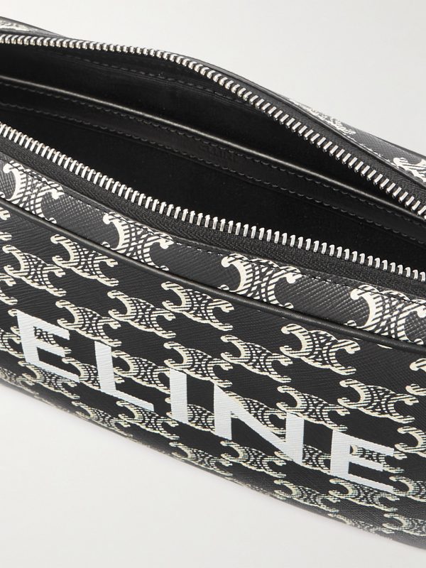 Triomphe Leather-Trimmed Logo-Print Coated-Canvas Messenger Bag - E1