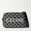 Triomphe Leather-Trimmed Logo-Print Coated-Canvas Messenger Bag