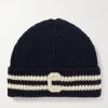 Logo-Appliquéd Striped Ribbed Cotton Beanie