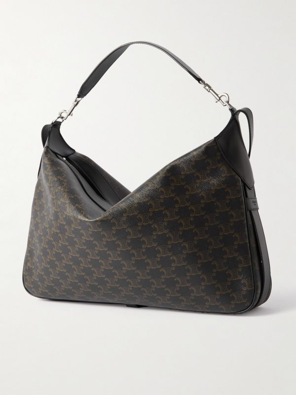 Romy Triomphe Large Leather-Trimmed Monogrammed Coated-Canvas Tote Bag - BK