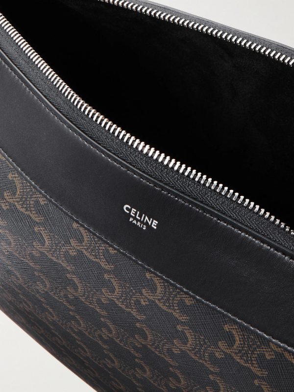 Romy Triomphe Large Leather-Trimmed Monogrammed Coated-Canvas Tote Bag - E1