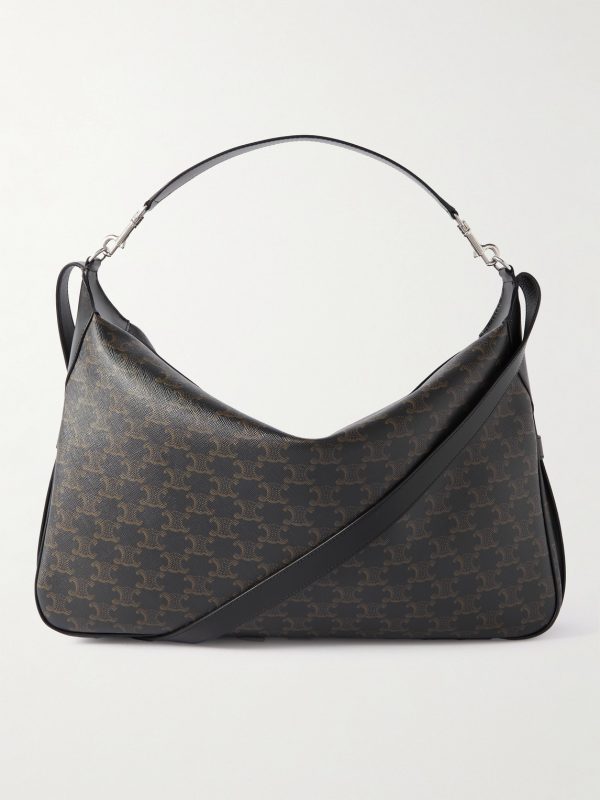 Romy Triomphe Large Leather-Trimmed Monogrammed Coated-Canvas Tote Bag