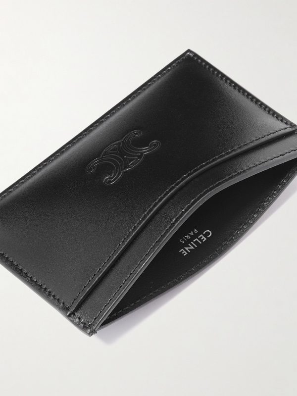 Triomphe Logo-Embossed Leather Cardholder - E1