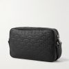 Triomphe Logo-Debossed Leather Messenger Bag - BK Triomphe Logo-Debossed Leather Messenger Bag - BK