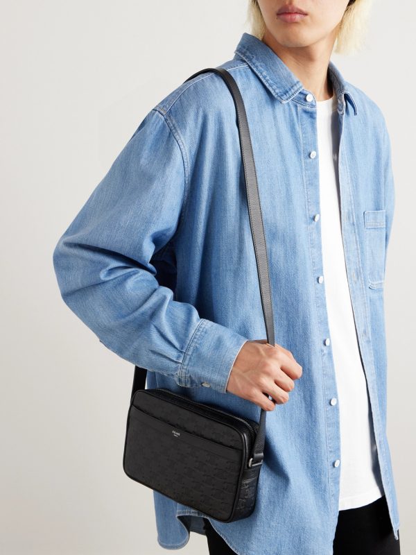 Triomphe Logo-Debossed Leather Messenger Bag - OU Triomphe Logo-Debossed Leather Messenger Bag - OU