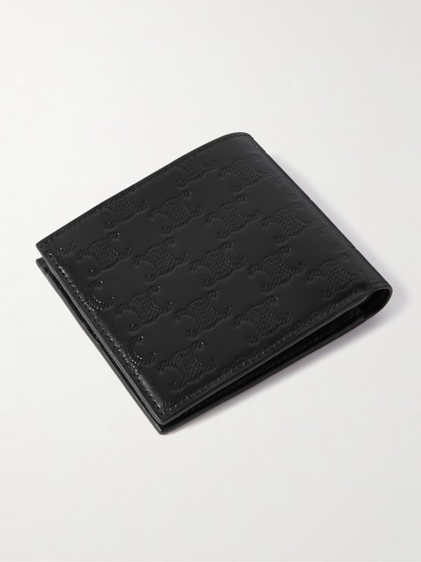 Triomphe Logo-Debossed Polished-Leather Billfold Wallet - BK Triomphe Logo-Debossed Polished-Leather Billfold Wallet - BK