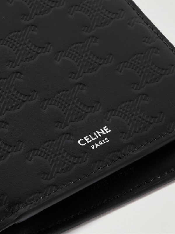 Triomphe Logo-Debossed Polished-Leather Billfold Wallet - CU Triomphe Logo-Debossed Polished-Leather Billfold Wallet - CU