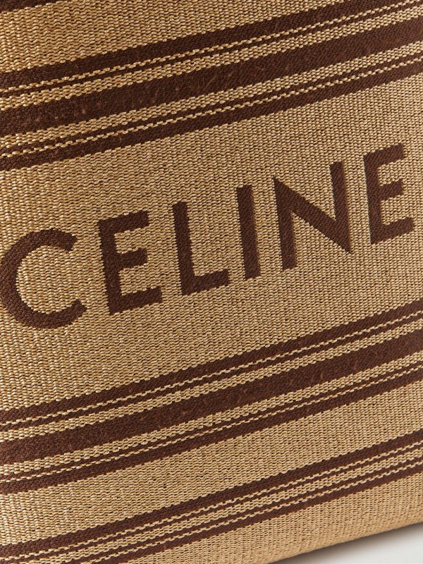 Striped Logo-Embroidered Leather-Trimmed Raffia Tote - CU Striped Logo-Embroidered Leather-Trimmed Raffia Tote - CU