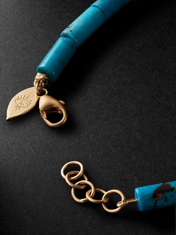 Gold Turquoise Beaded Bracelet - BK Gold Turquoise Beaded Bracelet - BK