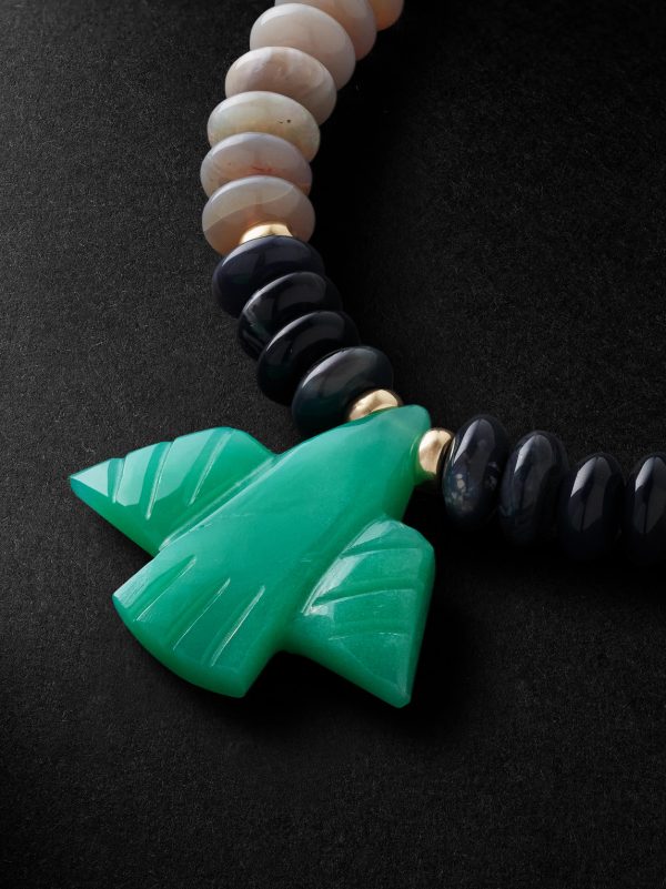 Gold, Opal Heishi and Chrysoprase Beaded Necklace - CU