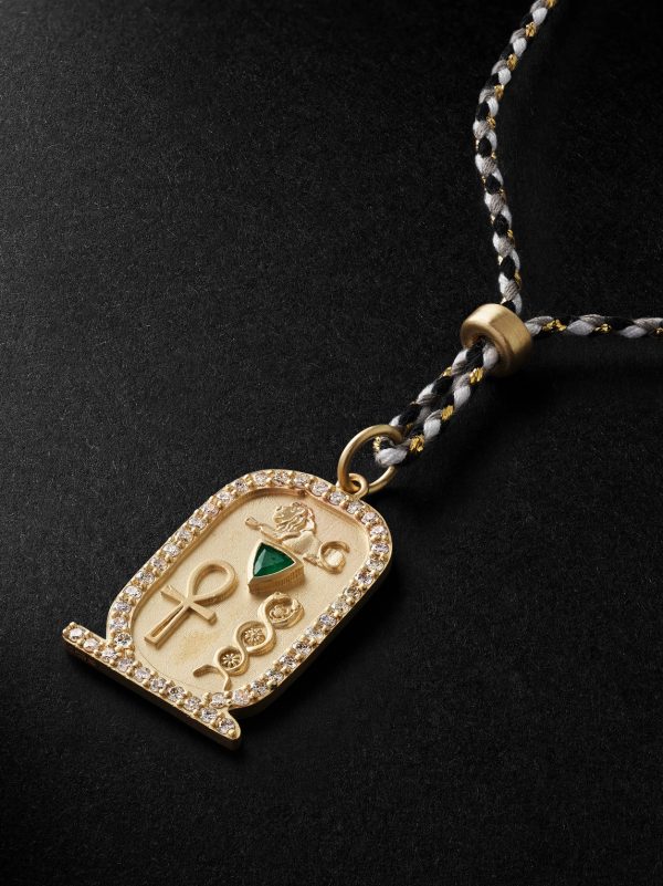 Gold, Silk, Diamond and Emerald Necklace - CU Gold, Silk, Diamond and Emerald Necklace - CU