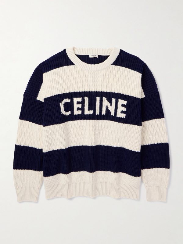 Logo-Intarsia Striped Cotton Sweater Logo-Intarsia Striped Cotton Sweater