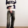 Logo-Intarsia Striped Cotton Sweater - OU Logo-Intarsia Striped Cotton Sweater - OU