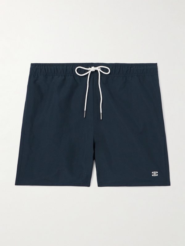 Straight-Leg Mid-Length Logo-Embroidered Swim Shorts