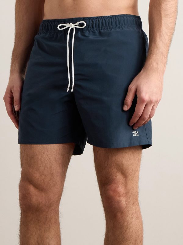 Straight-Leg Mid-Length Logo-Embroidered Swim Shorts - OU