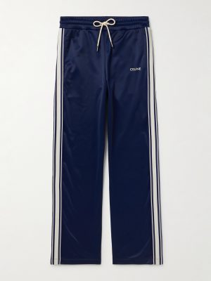 Straight-Leg Logo-Embroidered Striped Jersey Track Pants