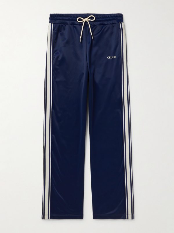 Straight-Leg Logo-Embroidered Striped Jersey Track Pants Straight-Leg Logo-Embroidered Striped Jersey Track Pants